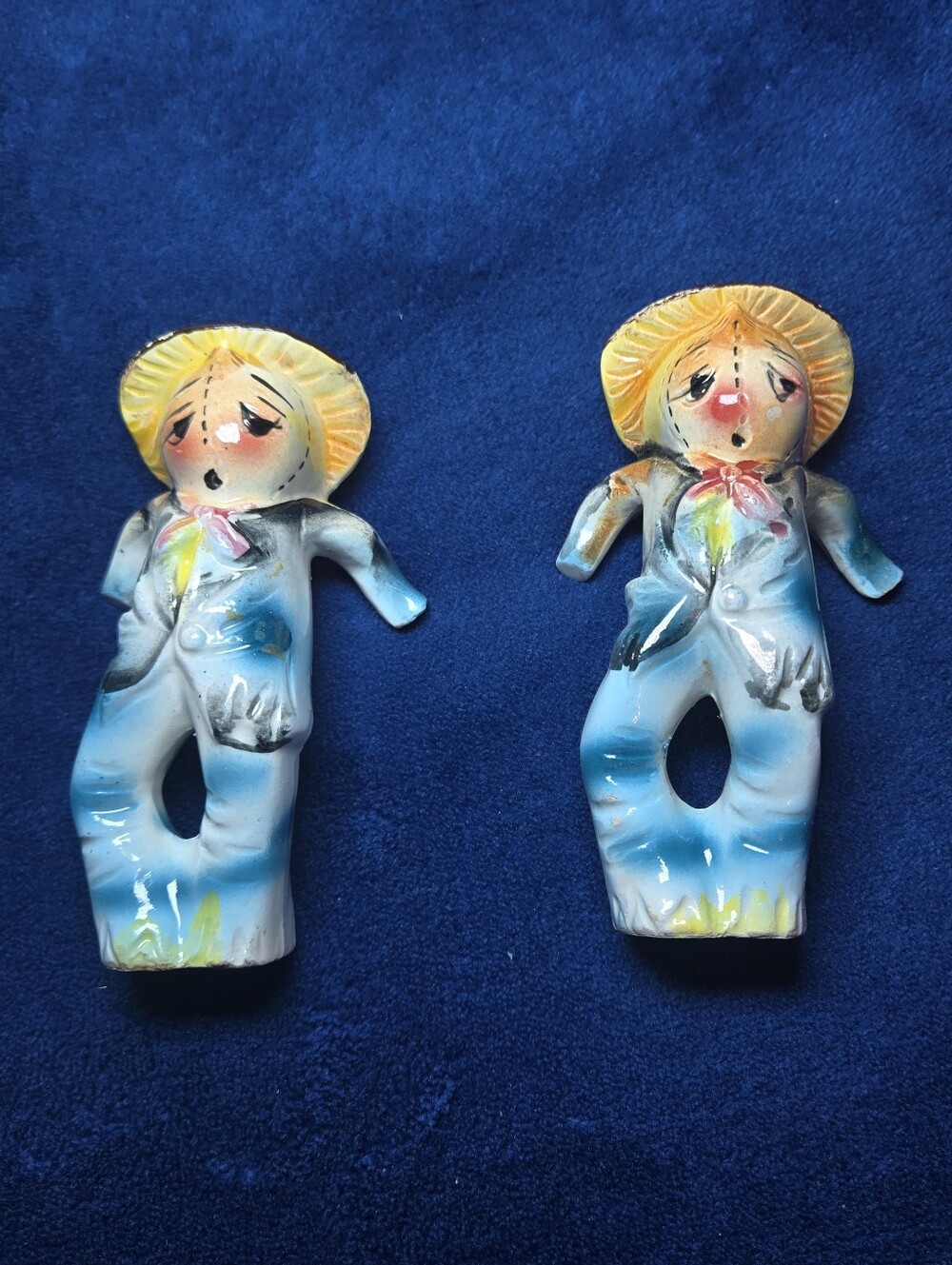 Vintage Holt Howard Scarecrow Anthropomorphic Salt and Pepper Shakers Japan